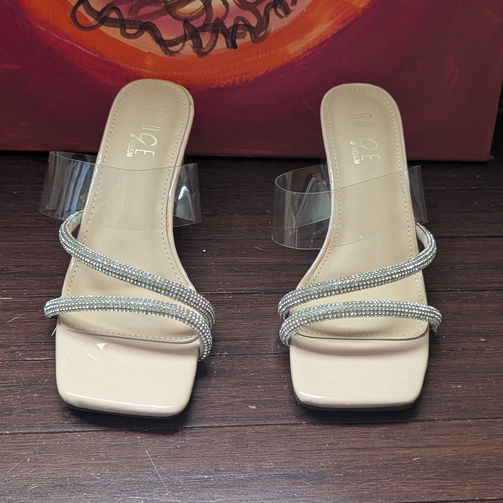 Ruche Women's Beige and Silver Strappy Heels
